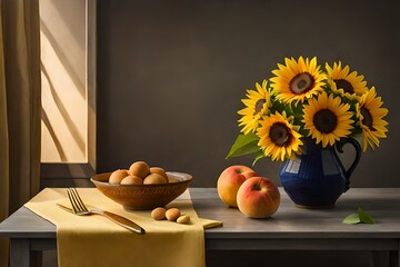 still life with sunflowers generated ai