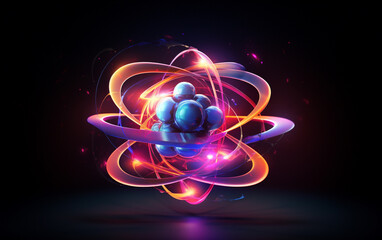 Galactic Fusion: 3D Atomic Atom Logo Design