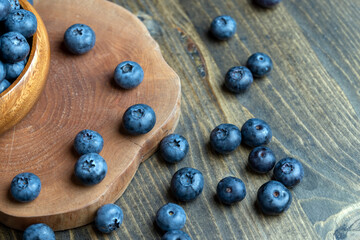 Ripe blueberries on the table