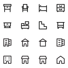 Bundle of Home Furniture Bold Line Icons

