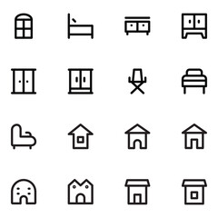Pack of Real Estate and Interior Bold Line Icons

