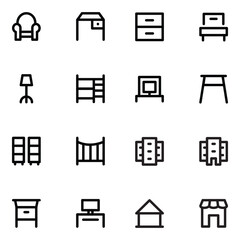 Set of Commercial Real Estate Bold Line Icons

