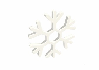 Festive snowflake isolated on a white background. 3d render.
