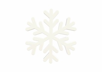 Festive snowflake isolated on a white background. 3d render.