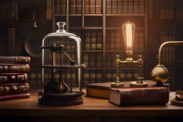 antique scales and books Generated Ai