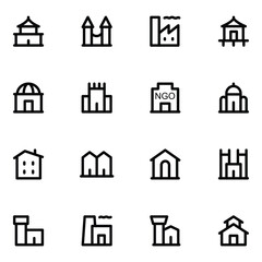 Fototapeta premium Bold Line Buildings and Construction Vector Icons