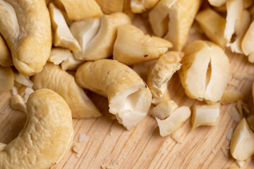 fresh cashew nuts on the table