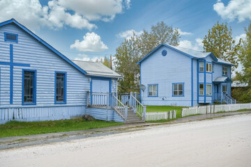 Fototapeta na wymiar Dawson city in Yukon, Canada, colorful houses
