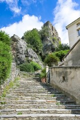 Typical traditional houses of a village in Corsica.