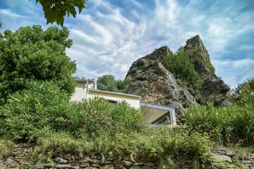 Typical traditional houses of a village in Corsica.