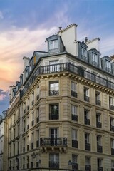 Fototapeta na wymiar Exterior of a beautiful architectural building in Paris, France