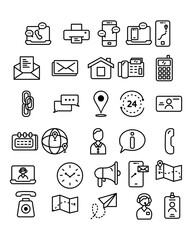 Web icon set. Business card contact information icons. Contact us icon set