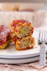 Authentic Golumpki Polish Stuffed Cabbage Rolls - Traditional Eastern European Comfort Food with Savory Ground Meat and Rice Filling, Smothered in Delicious Tomato Sauce! Hearty Cabbage Wraps Straight