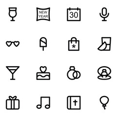 Set of Music and Celebration Line Icons


