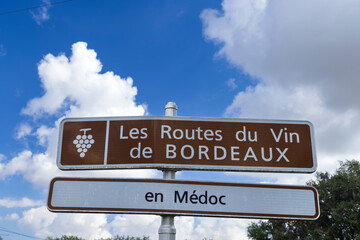 Wine road in Medoc, Bordeaux, Aquitaine, France
