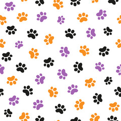 Fototapeta na wymiar Animal footprints pattern. Cat paw print. Pets. Seamless vector background.
