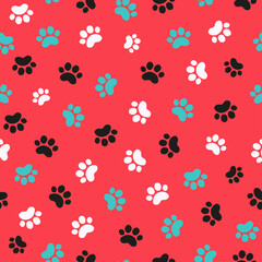 Fototapeta na wymiar Cat paw print. Animal footprints pattern. Pets. Seamless vector background.