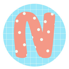 Alphabet  with polka dot pastel on blue background element