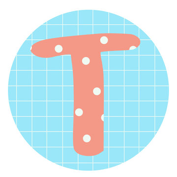 Alphabet  with polka dot pastel on blue background element