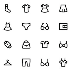 Pack of Clothing Accessories Bold Line Icons

