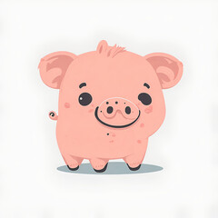 Obraz na płótnie Canvas Tiny Piggy cute isolated on white background. Cute eyes in cartoon style. Generative Ai
