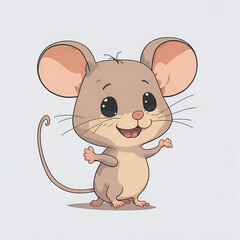 Tiny Mouse cute isolated on white background. Cute eyes in cartoon style. Generative Ai