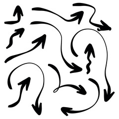 Set of hand drawn arrows, rough waypoints on a white background EPS Vector