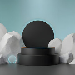 rock or stone podium nature pedestal stage product display background 3d illustration 