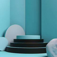 rock or stone podium nature pedestal stage product display background 3d illustration 