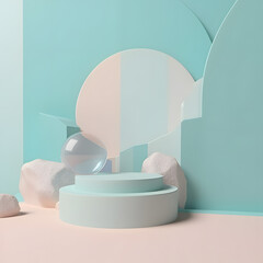 rock or stone podium nature pedestal stage product display background 3d illustration 