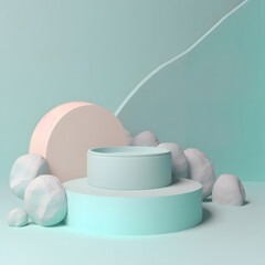 rock or stone podium nature pedestal stage product display background 3d illustration 