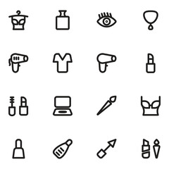 Pack of Makeup Products Bold Line Icons

