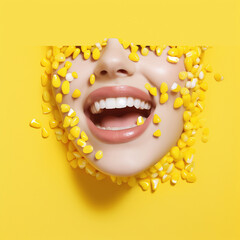 Smile on a yellow background 