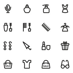 Cosmetics and Clothing Bold Line Icons

