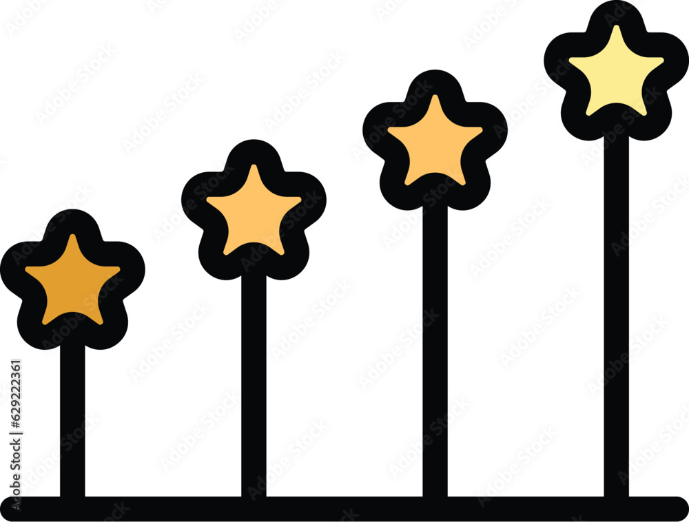 Sticker star graph feedback icon outline vector. satisfaction level. customer survey color flat - Stickers
