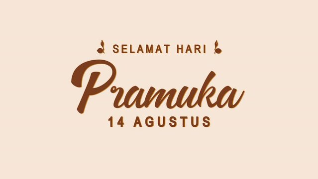 Happy Pramuka Day Animation. Great for Pramuka Day Celebrations, lettering with alpha or transparent background, for banner, social media feed wallpaper stories