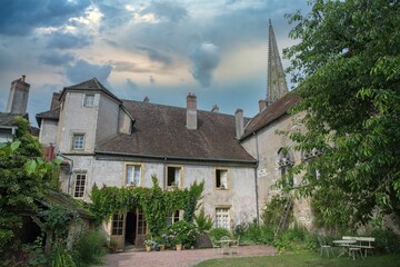 Fototapeta na wymiar Beautiful shot of historic medieval buildings in Burgundy, France