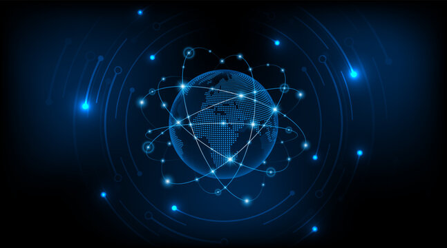 Global connection network background. World map. Internet technology concept or global communication.
