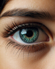 Obraz premium Auge Iris Fotografie mit blauen Auge Nahaufnahme, ai generativ