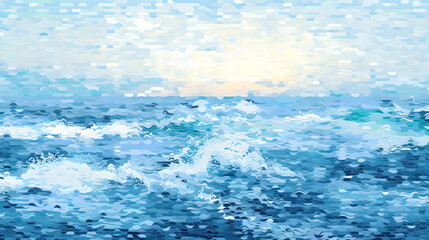 Naklejka na ściany i meble pixelated impressionism seascape Generative AI