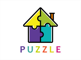 Home Puzzle logo design concept