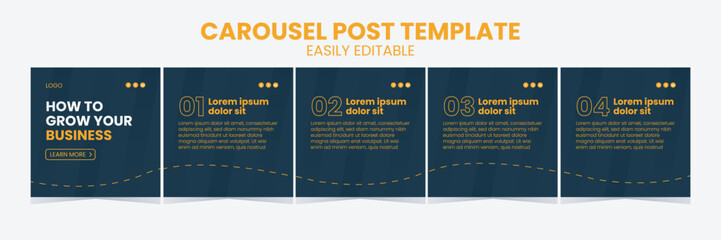 Editable Business carousel post for social media use. Instagram carousel post template for business.
