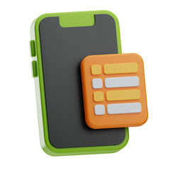  note and finance smart phone illustration 3d