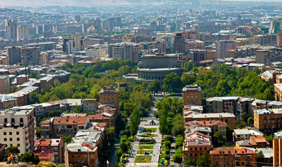 Fototapeta na wymiar Bird's eye view of Yerevan - one of the oldest cities in the world,Armenia.