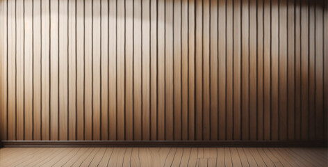 room with wooden wall and wooden floors with interesting light glare. Interior background for the presentation.