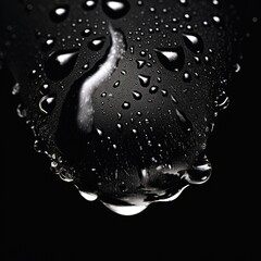 water droplets on a black background