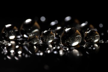 water droplets on a black background