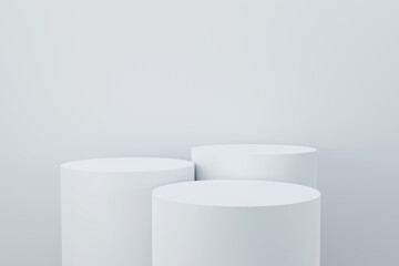 White podium, Product display stand with white background,3D rendering