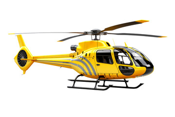 Yellow helicopter isolated on transparent background , generative ai