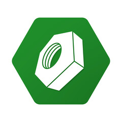 green hex nut hexagon icon